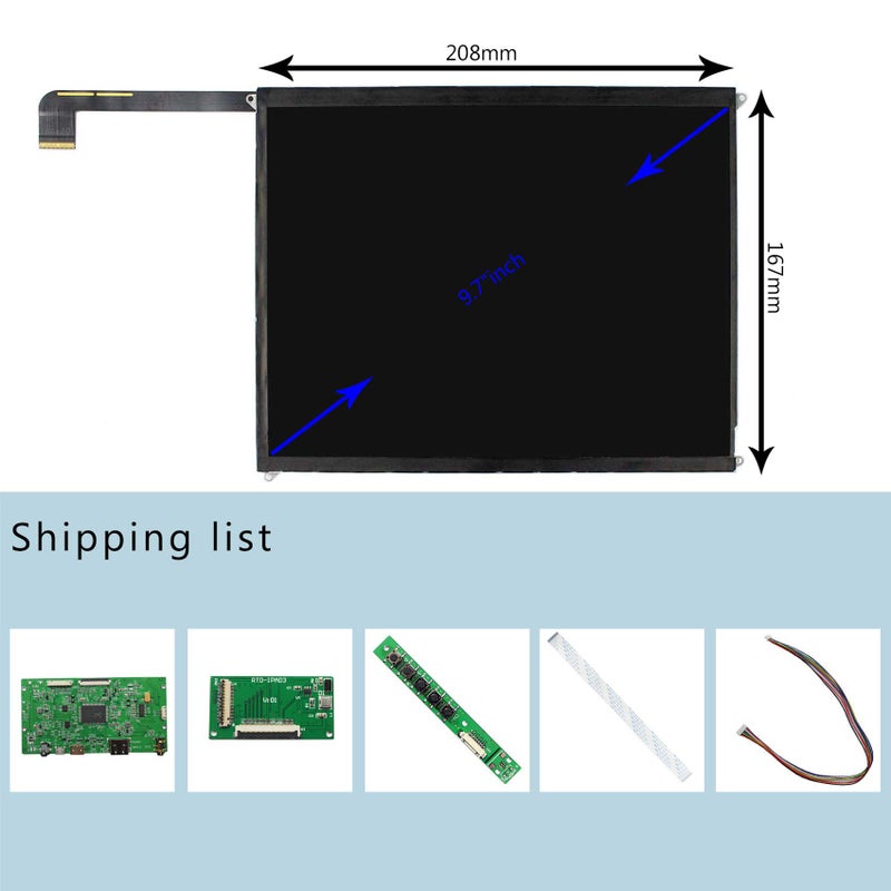 VSDISPLAY 9.7 inch 2048x1536 IPS LCD LP097QX1/ LTL097QL01/ HQ097QX1 with Controller Board fit for DIY Cabinet Monitor - Image 5